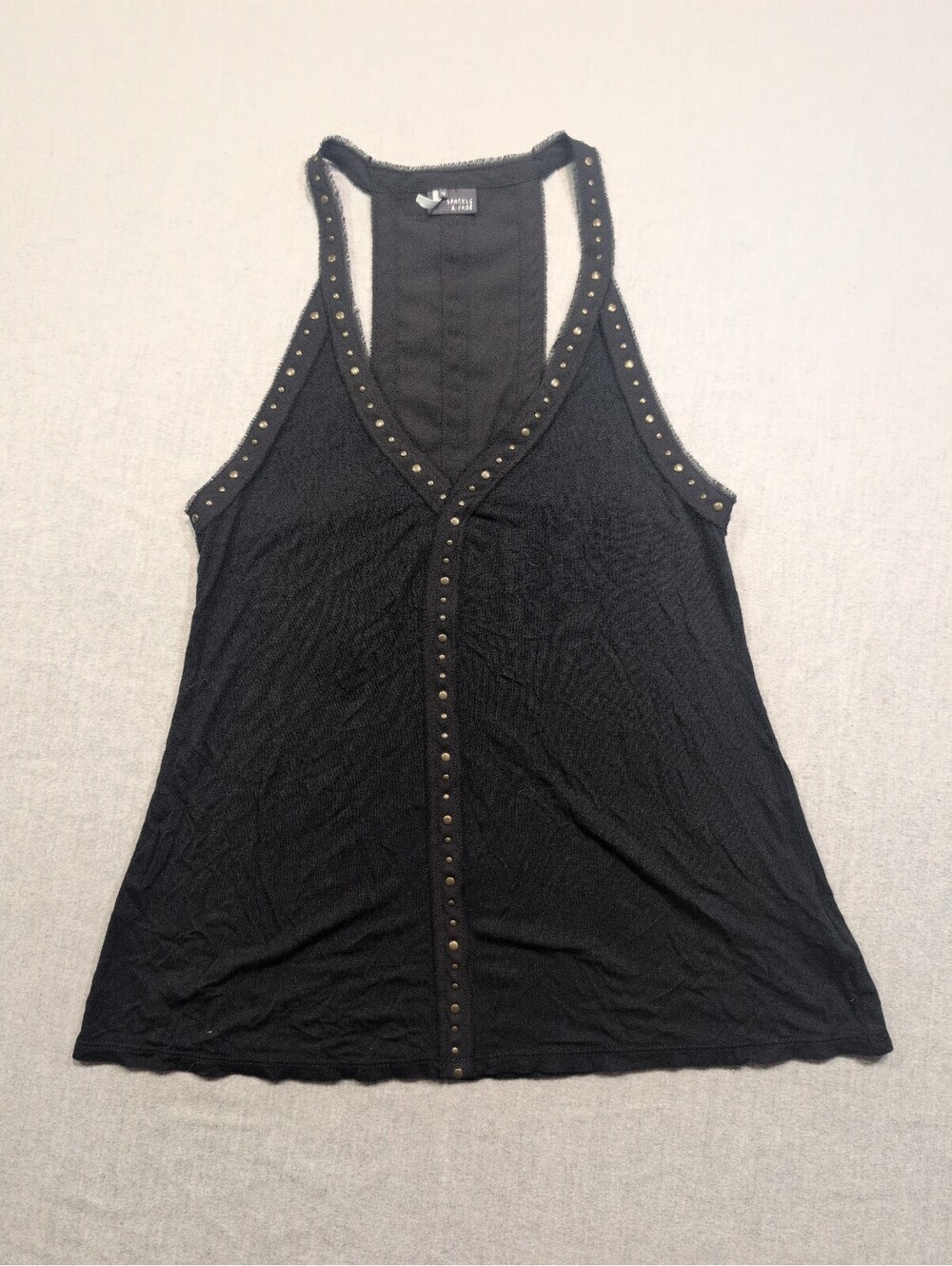 Sparkle & Fade studded racerback tank top black